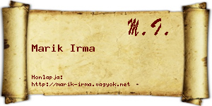 Marik Irma névjegykártya